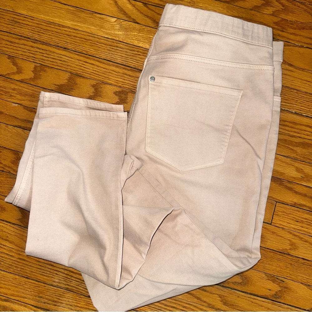 Pink Denim mid rise skinny jean elastic waist